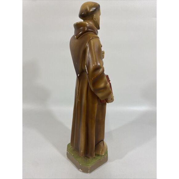 ANTIQUE Statue OF ST GERARD MAJELLA W/ SKULL PLASTER STATUE CATHOLIC ART 16” - Picture 5 of 16